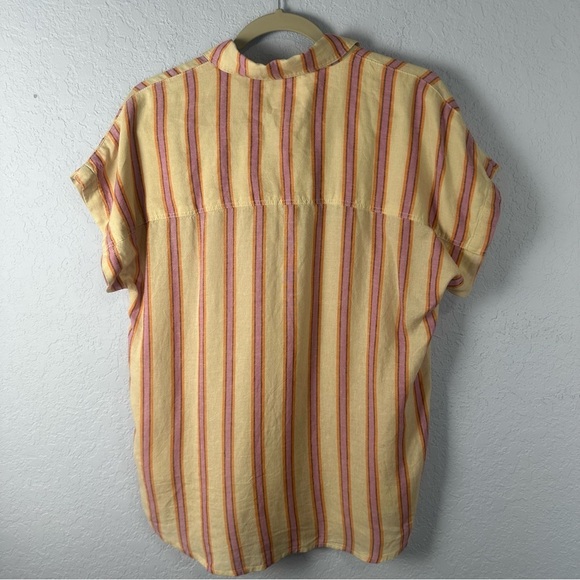 Marine Layer Women’s Dana Stripe Linen Blend Button Up Shirt Medium - Picture 6 of 6